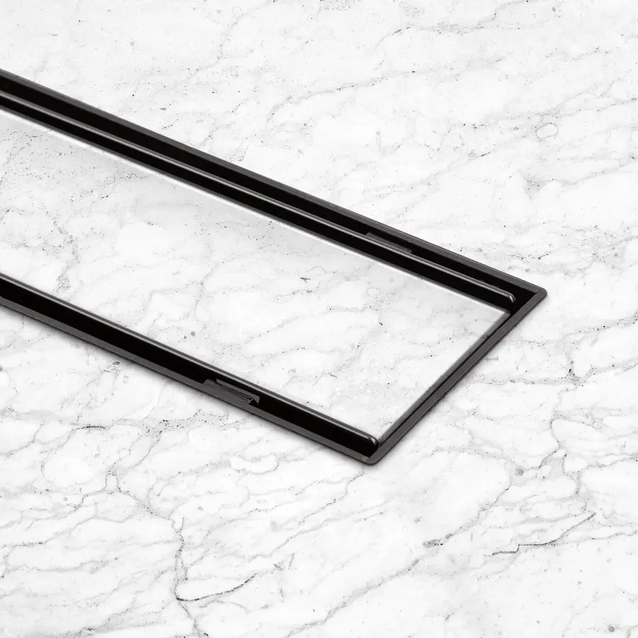 Трап Qtap Dry Tile304-600MBLA лінійний з сухим закривом та нержавіючою решіткою 600х70