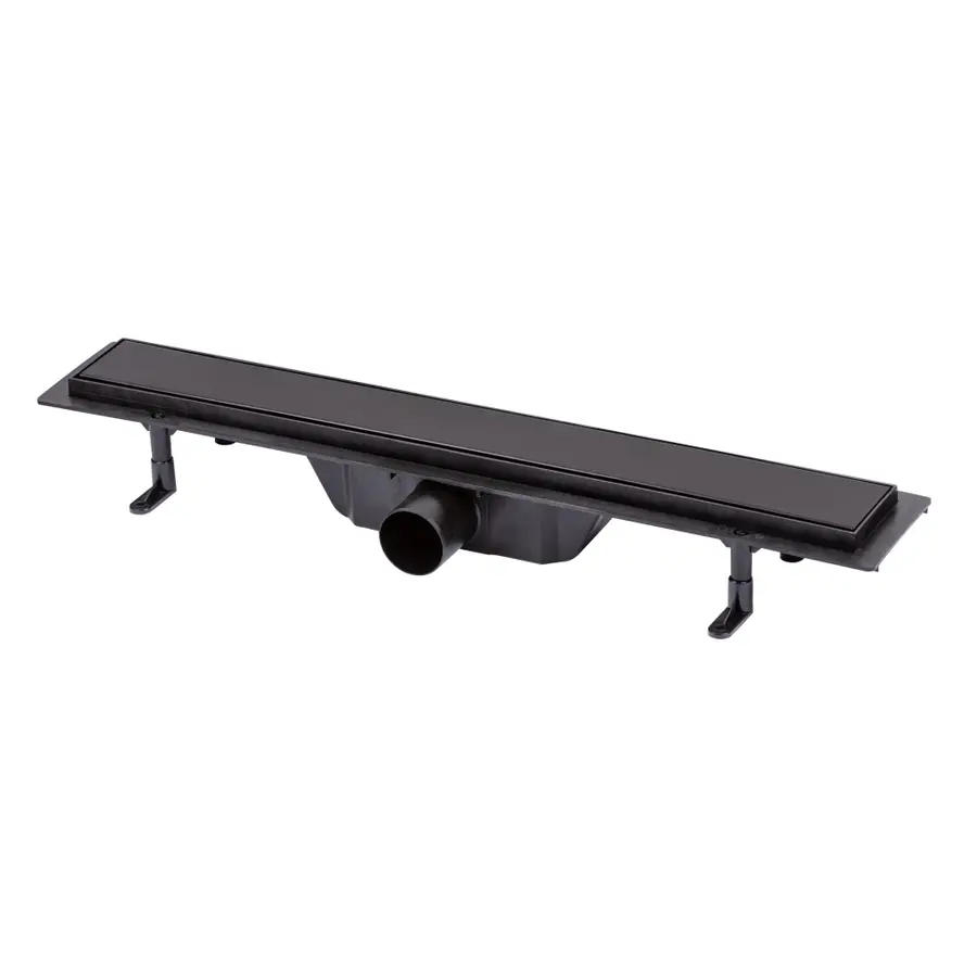 Трап Qtap Dry Tile304-600MBLA лінійний з сухим закривом та нержавіючою решіткою 600х70