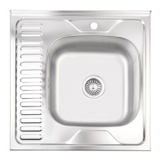 Кухонна мийка Lidz 6060-R 0,8 мм Satin (LIDZ6060RSAT8)