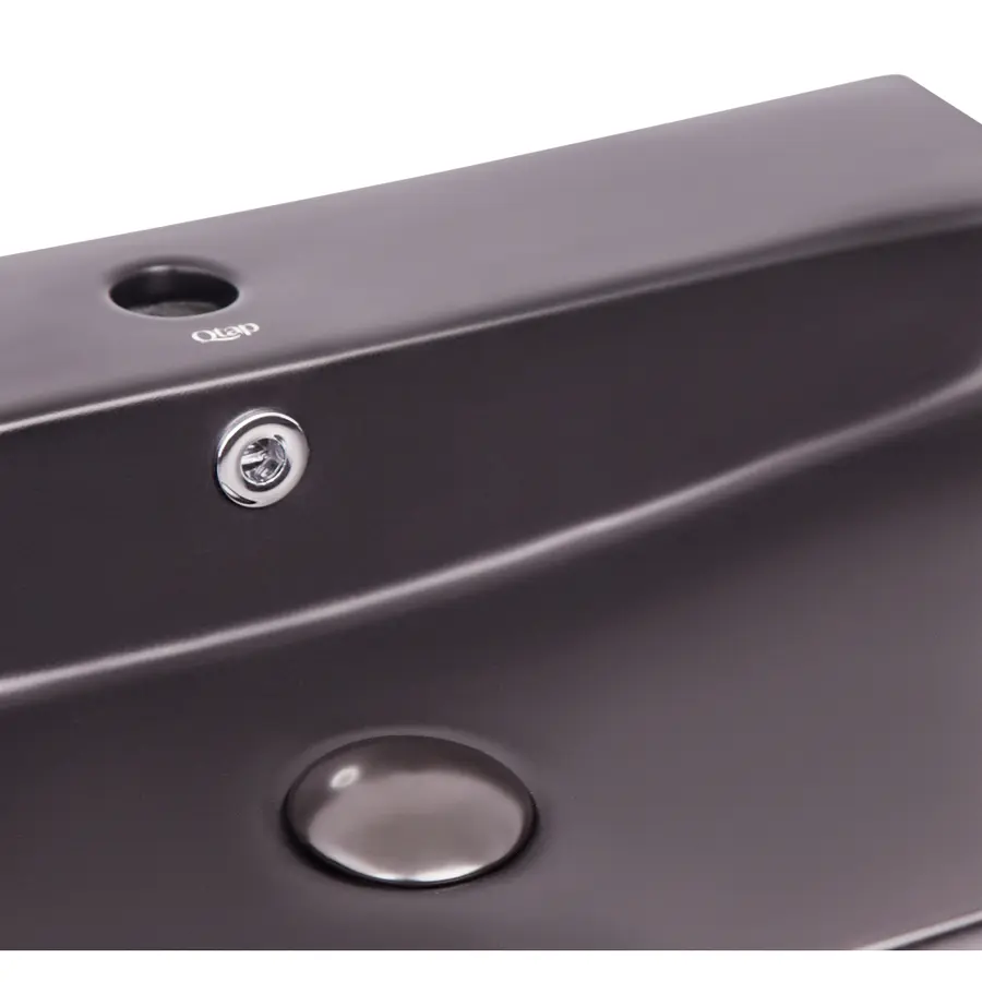 Раковина чорна Qtap Nando 600х420х130 Matt black з донним клапаном QT1211K4041MB