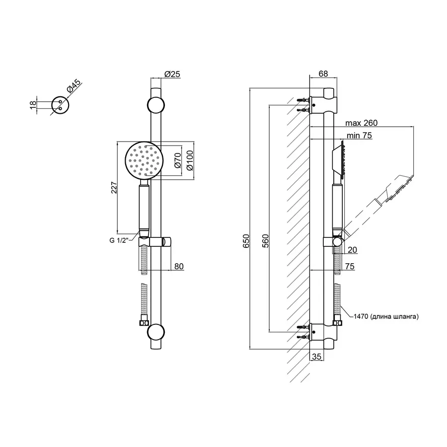 Душовий гарнітур Lidz (NKS) 49 30 321