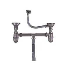 Сифон двойной для кухонной мойки Lidz (GRA) 47 01 002 11 (выход 50 / 40мм)