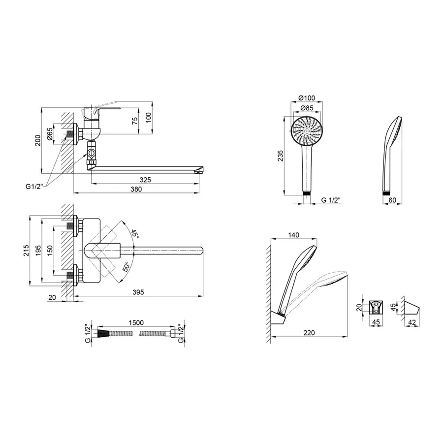 Смеситель для ванны Lidz (CRM) 23 48 005-2 New