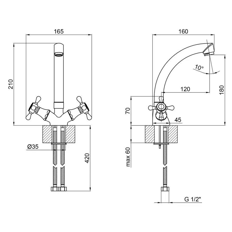 Смеситель для кухни Lidz (CRM) Mayfair 16 272-2