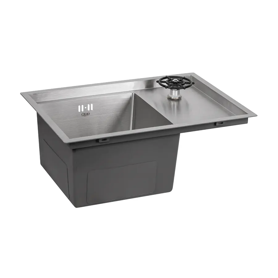 Кухонная мойка с крышкой и омывателем Qtap DC5638 3.0 / 1.2 мм Satin (QTDC56383012)