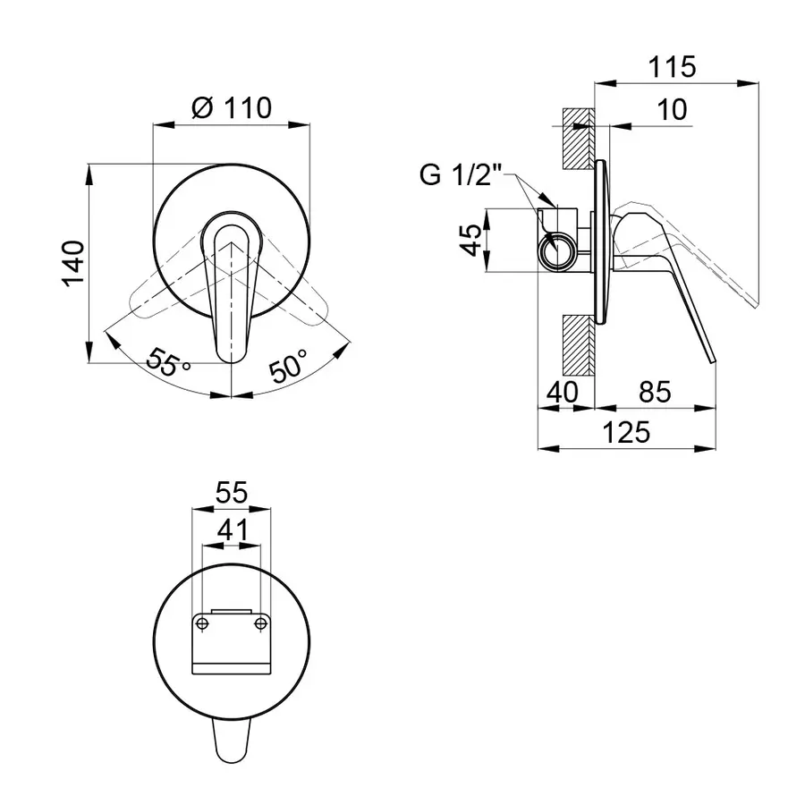 Змішувач прихованого монтажу для душу Qtap Olsava 6012107OC