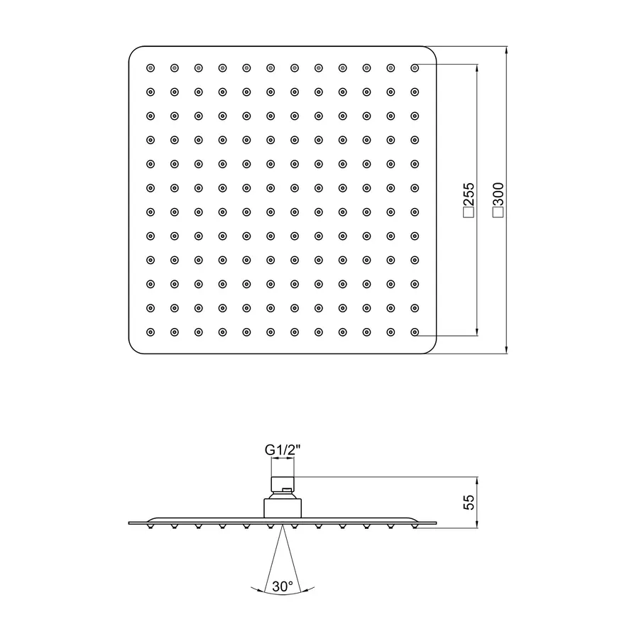 Лійка для верхнього душу Qtap Hlavova S300N1ZCC