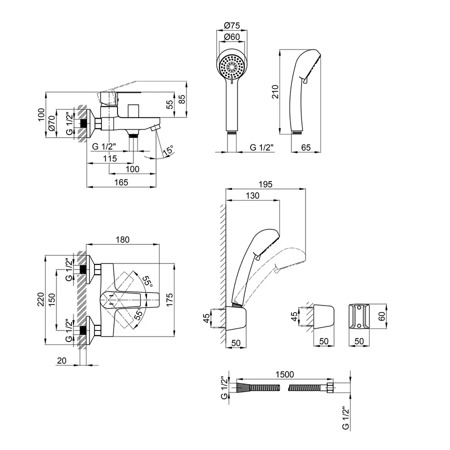 Змішувач для ванни Qtap Levny 3050104GC
