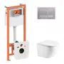 Набор Qtap инсталляция 3 в 1 Nest QT0133M425 с панелью смыва квадратной QT0111M06029SAT + унитаз с сиденьем Robin QT1333046ENRW