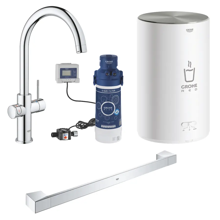 Набор Grohe смеситель для кухни с бойлером Red Duo 30083001 M-size + держатель для полотенец Selection Cube 40807000