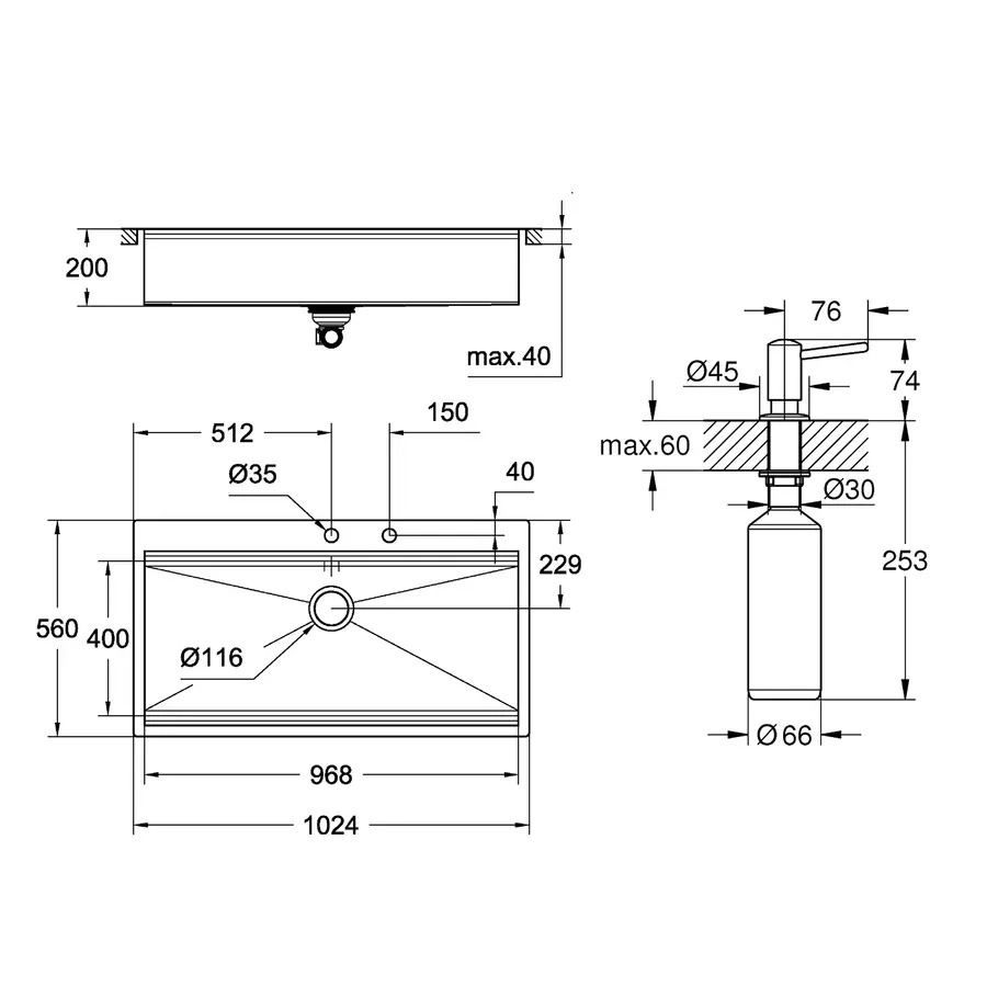 Мийка кухонна Grohe K800 31586SD0 + дозатор для миючого засобу Contemporary 40536000