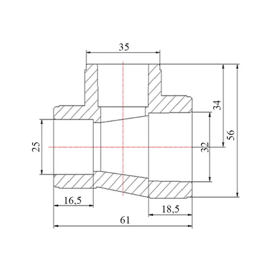 Тройник PPR Blue Ocean 32х25х25
