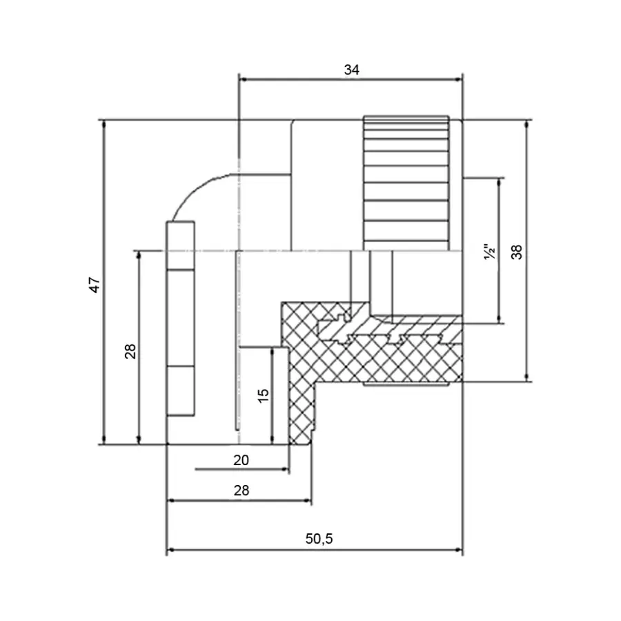 Уголок настенный PPR Blue Ocean 20х1 / 2 ", 90 ° ВР