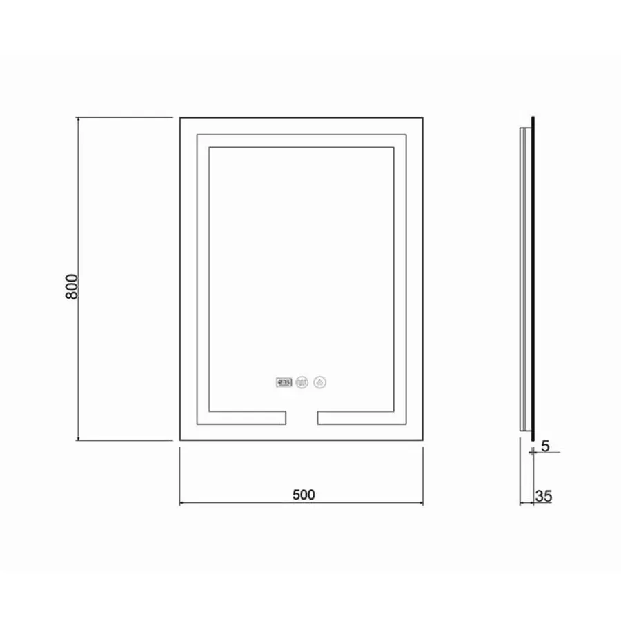 Дзеркало Qtap Mideya 500х800 (DC-F936) з LED-підсвічуванням та антизапотіванням QT2078F936W