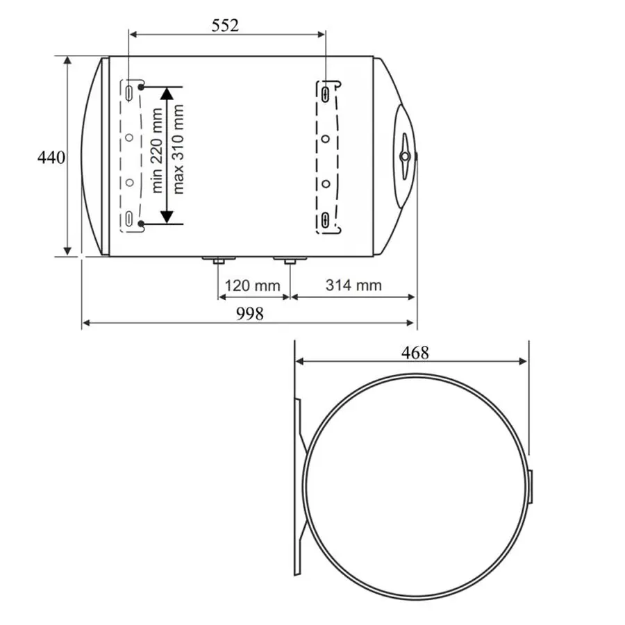 Водонагрівач Tesy Anticalc 100 л, сухий ТЕН 2х1,2 кВт (GCH1004424DB14TBR) 304908