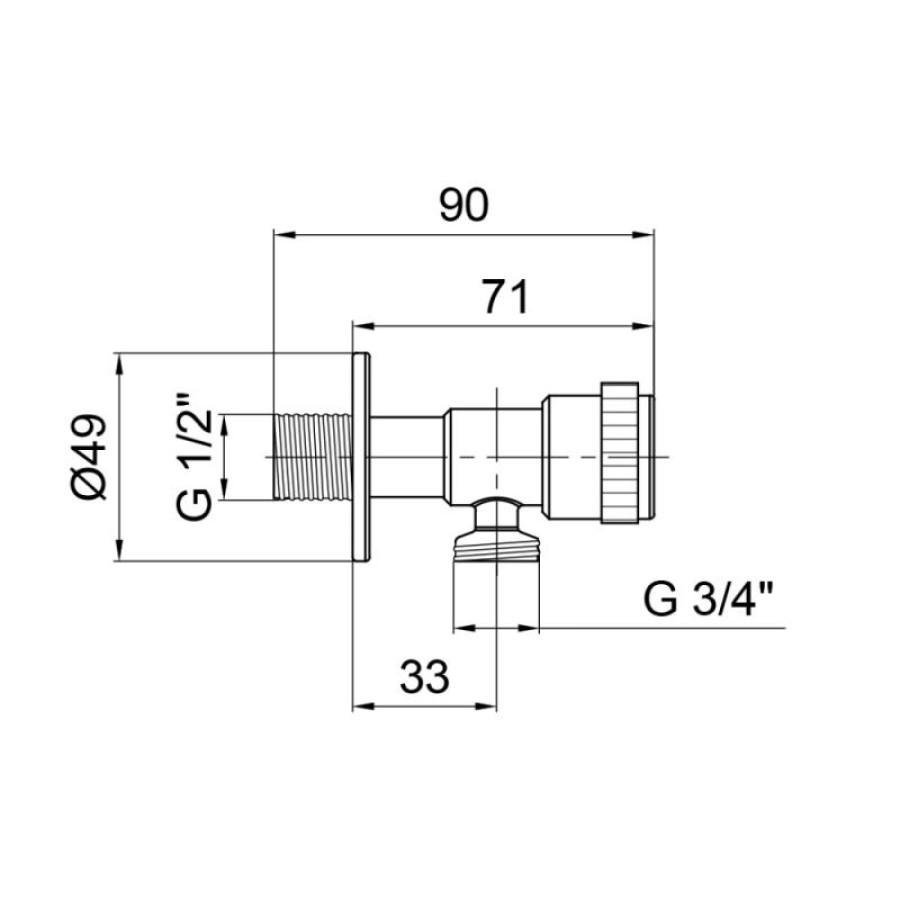 Кран приладовий Lidz (NKS) 01 01 001 34 1/2"х3/4" кутовий