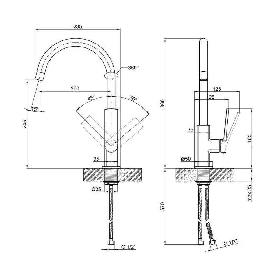 Змішувач для кухні Qtap Slavonice 9042103UC