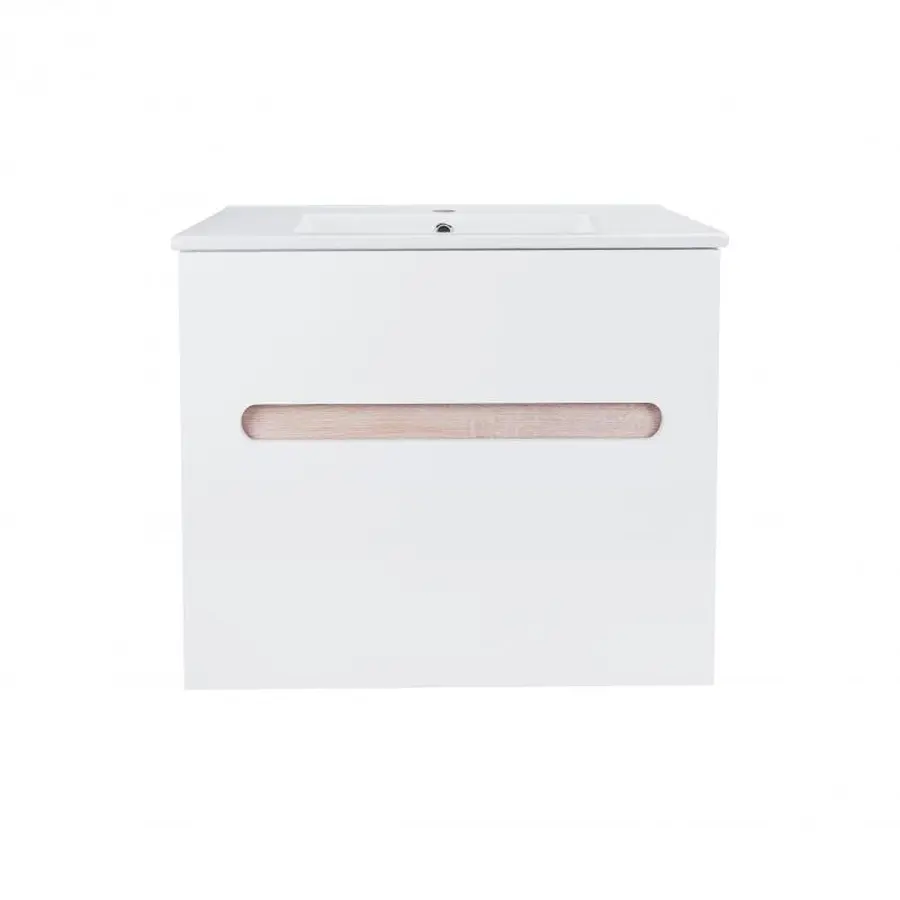Комплект Qtap Virgo 700х580х437 White/Whitish oak тумба підвісна + раковина урізна QT1872TPА7013070CW