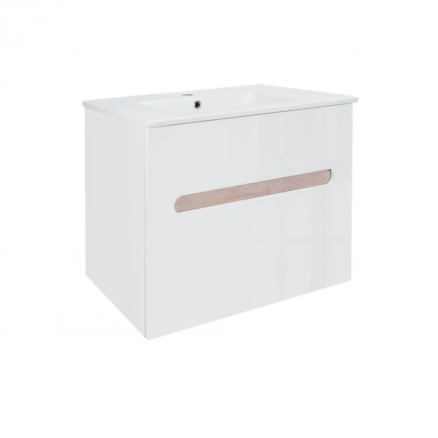Комплект Qtap Virgo 700х580х437 White/Whitish oak тумба підвісна + раковина урізна QT1872TPА7013070CW
