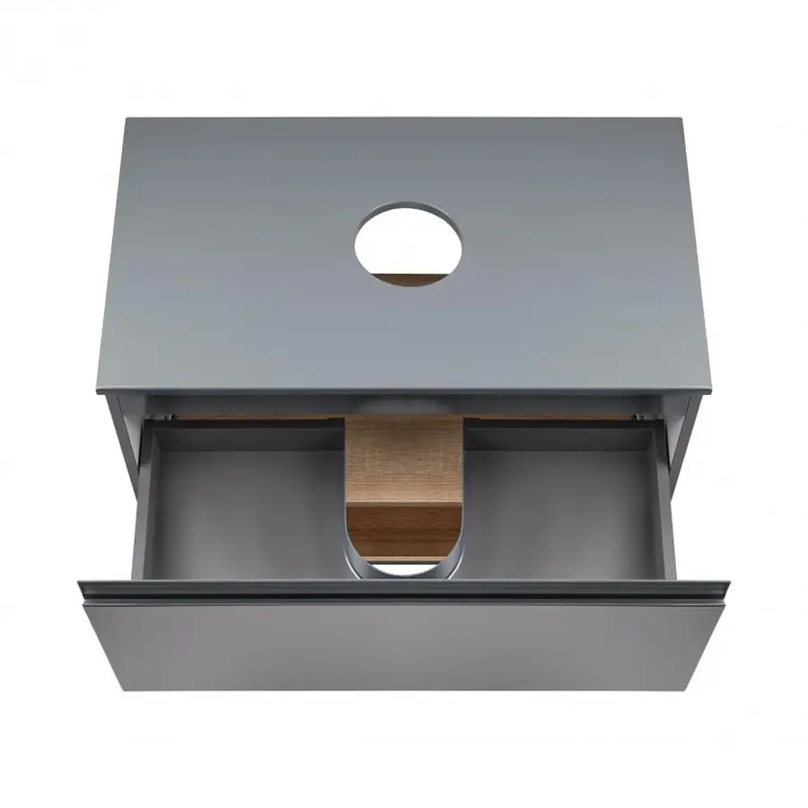 Тумба підвісна Qtap Robin 800х476х470 Graphite/Whitish oak зі стільницею QT1379TPН8002GWO