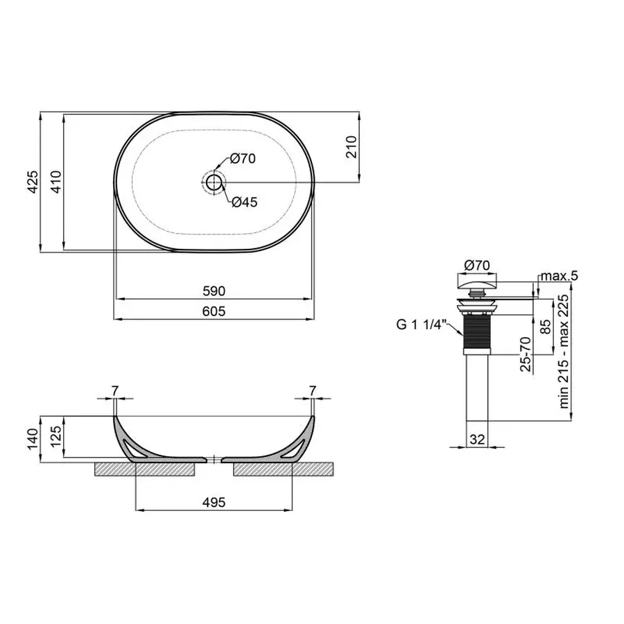 Раковина-чаша Qtap Cardinal 600х400х145 White з донним клапаном QT04117060IW