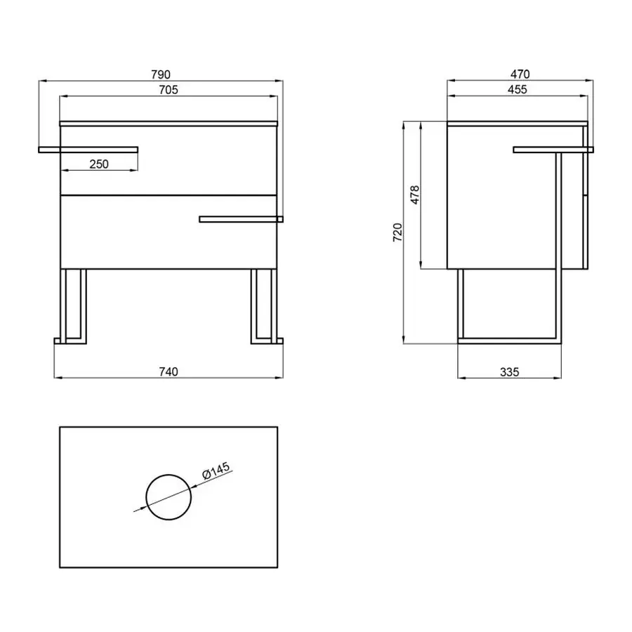 Тумба підлогова Qtap Taurus 700х616х437 Whitish oak зі стільницею QT2480TNT703WO