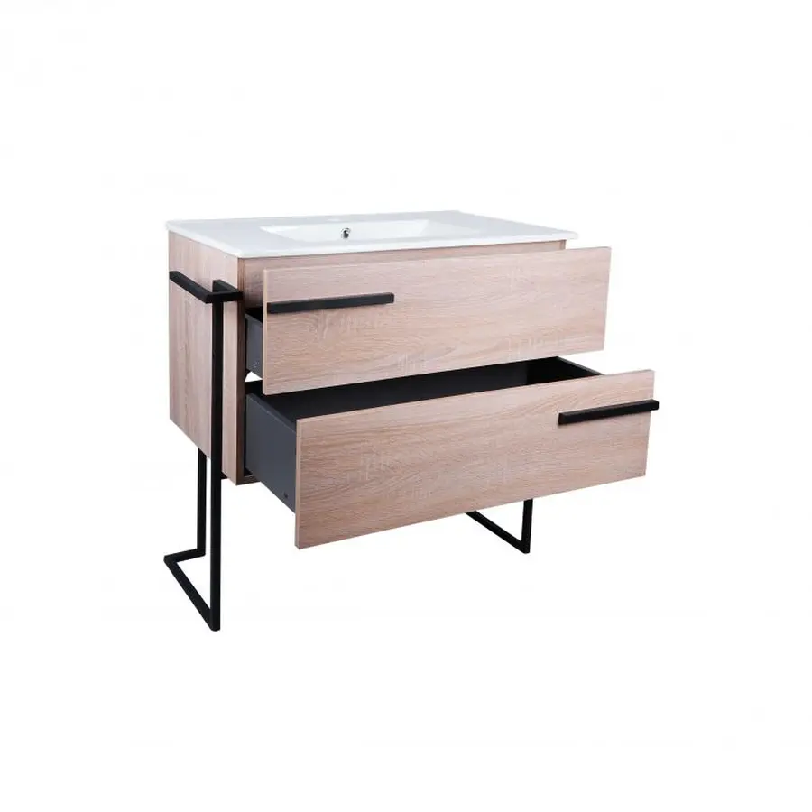 Комплект Qtap Taurus 800х800х437 Whitish oak тумба підлогова + раковина урізна QT2471TNT803WO