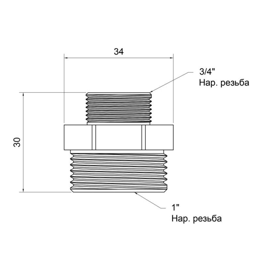 Ніпель SD Plus 1"х3/4" ЗР SD4082520