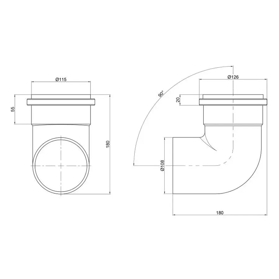 Коліно ПВХ каналізаційне 110, 90°