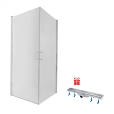 Набір Qtap душова кабіна Gemini CRM1099SC6 90х90 см, скло Clear 6 мм + трап лінійний Dry FB304-600 з сухим закривом та нержавіючою решіткою 600х73 мм