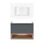 Комплект Qtap тумба підвісна Robin 700х580х437 мм Graphite/Whitish oak + раковина урізна Albatross QT71RO44048