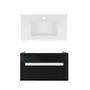 Комплект Qtap тумба підвісна Virgo 800х580х437 мм Black/White + раковина урізна Albatross New QT71V44069