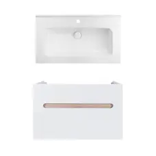 Комплект Qtap тумба підвісна Virgo 800х580х437 мм White/Whitish oak + раковина урізна Albatross 01 QT71V44080
