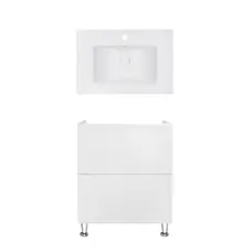 Комплект Qtap тумба підлогова Tern 700х725х437 мм White + раковина урізна Albatross E QT71TE44090