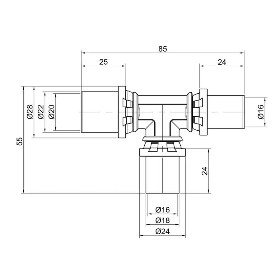 Трійник прес Icma 16х16х20 №406