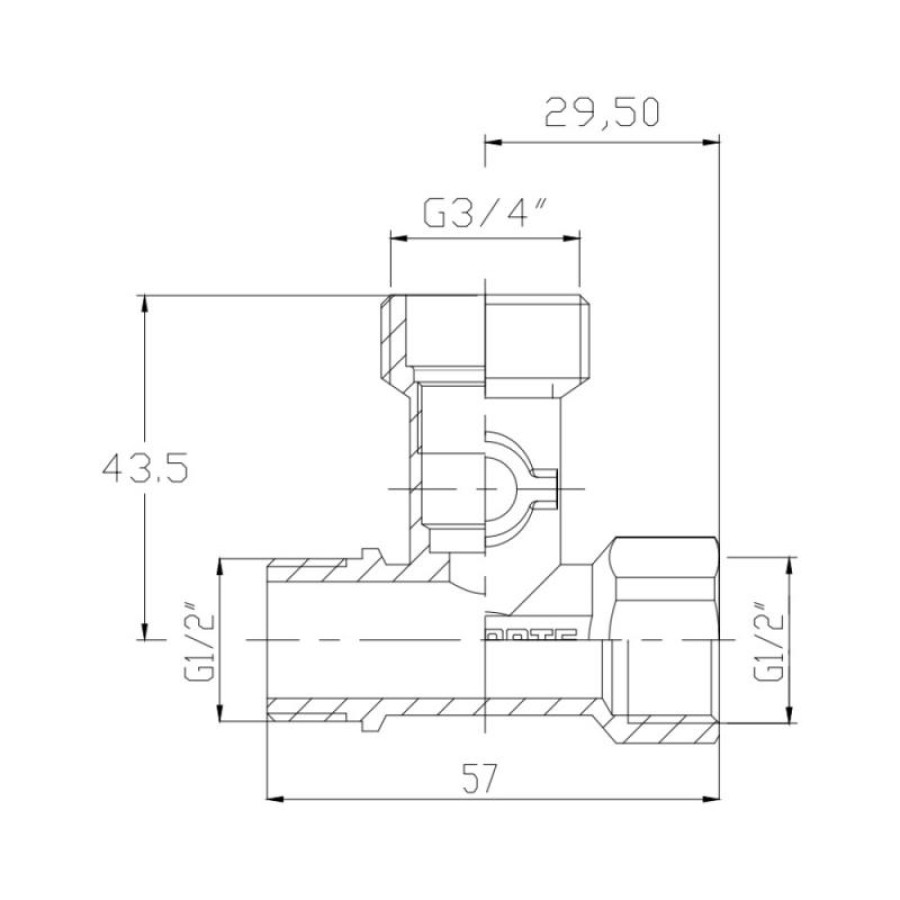 Кран приладовий кульовий SD Forte 1/2"х3/4"х1/2" SF186W152015