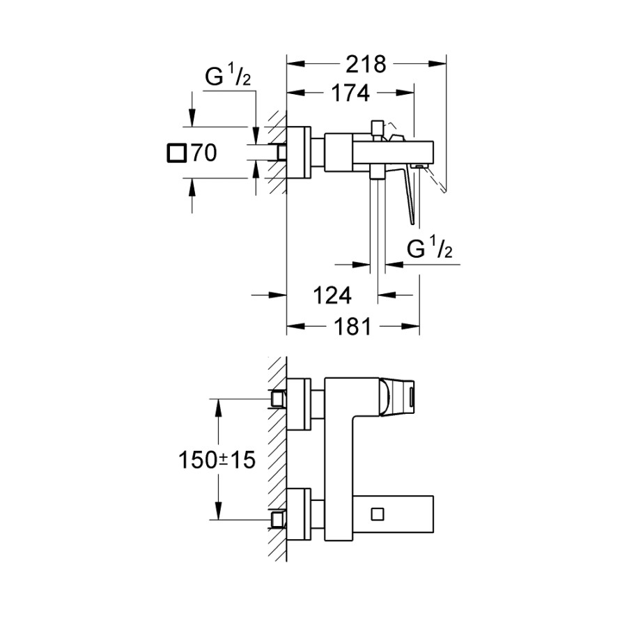 Смеситель для ванны Grohe Eurocube 23140000