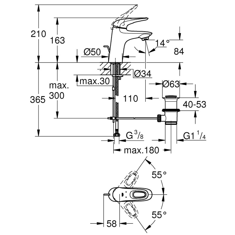 Смеситель для раковины Grohe Eurostyle 33558003