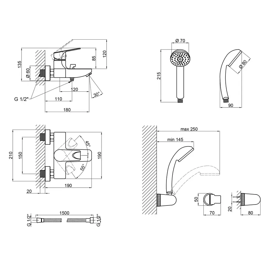 Змішувач для ванни Qtap Jody CRM 006 New