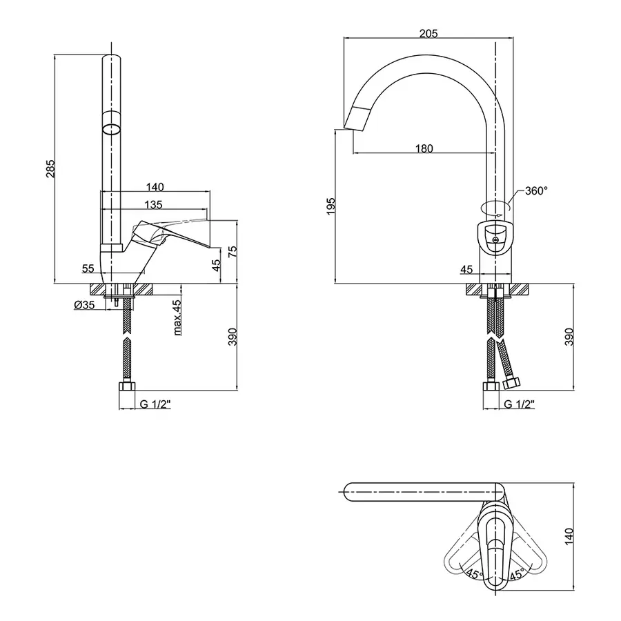Смеситель для кухни Lidz (CRM) 16 37 007 08