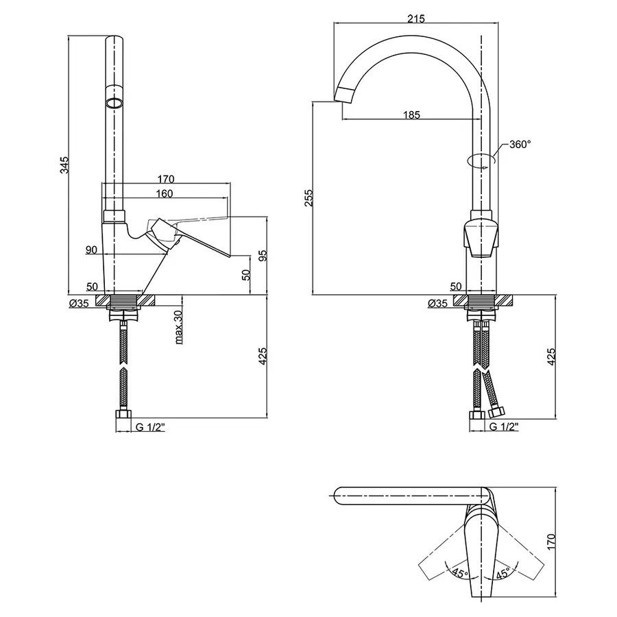 Смеситель для кухни Lidz (CRM) 20 38 012 08