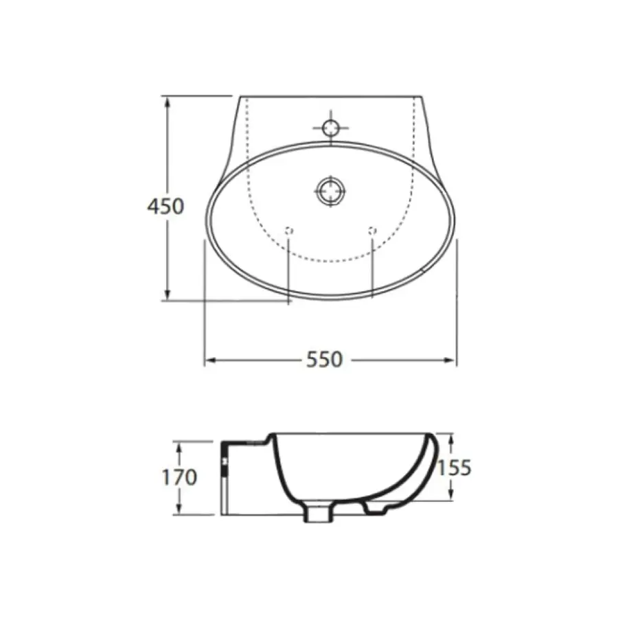 Раковина Azzurra Clas+ CLA200B155 Shiny white