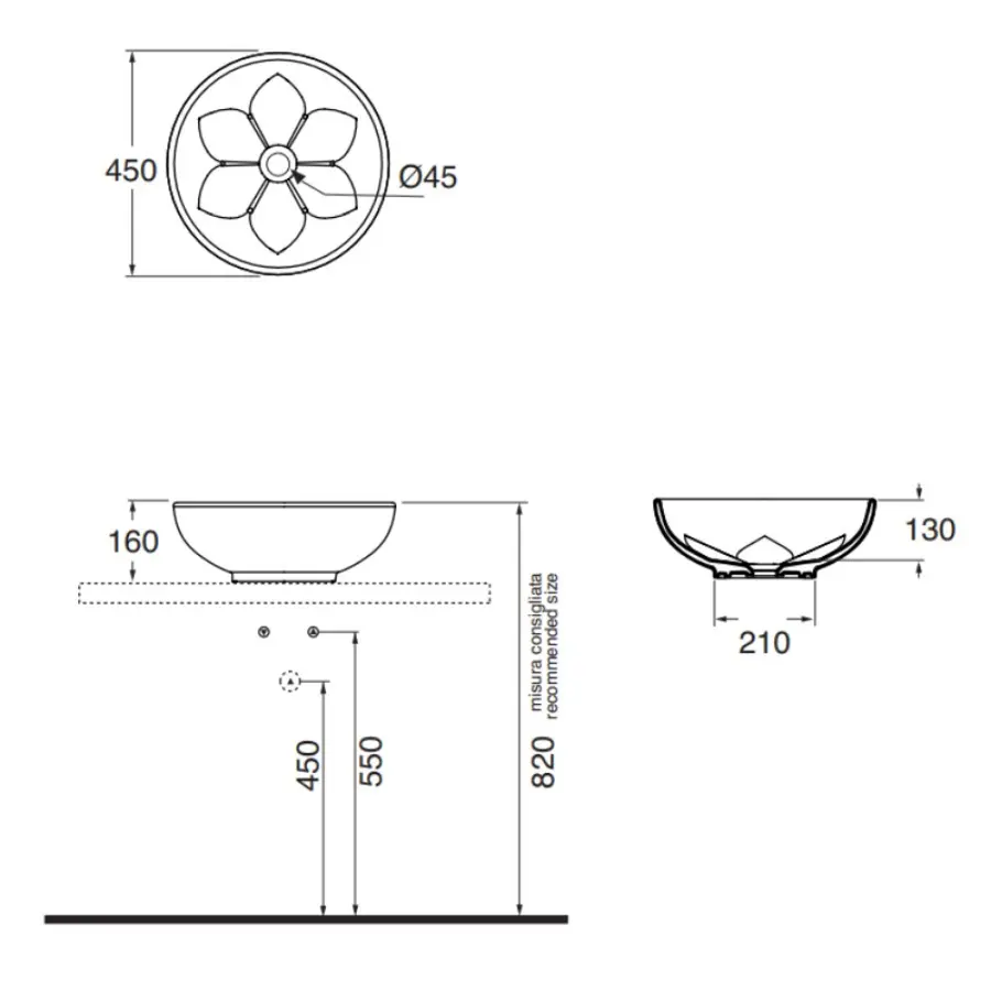 Раковина для ванны Azzurra Fleur FLE200B1 Shiny white орнамент