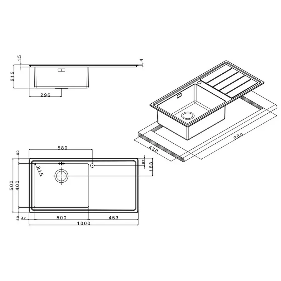 Кухонна мийка Apell Linear Plus LNP1001FLBC Brushed