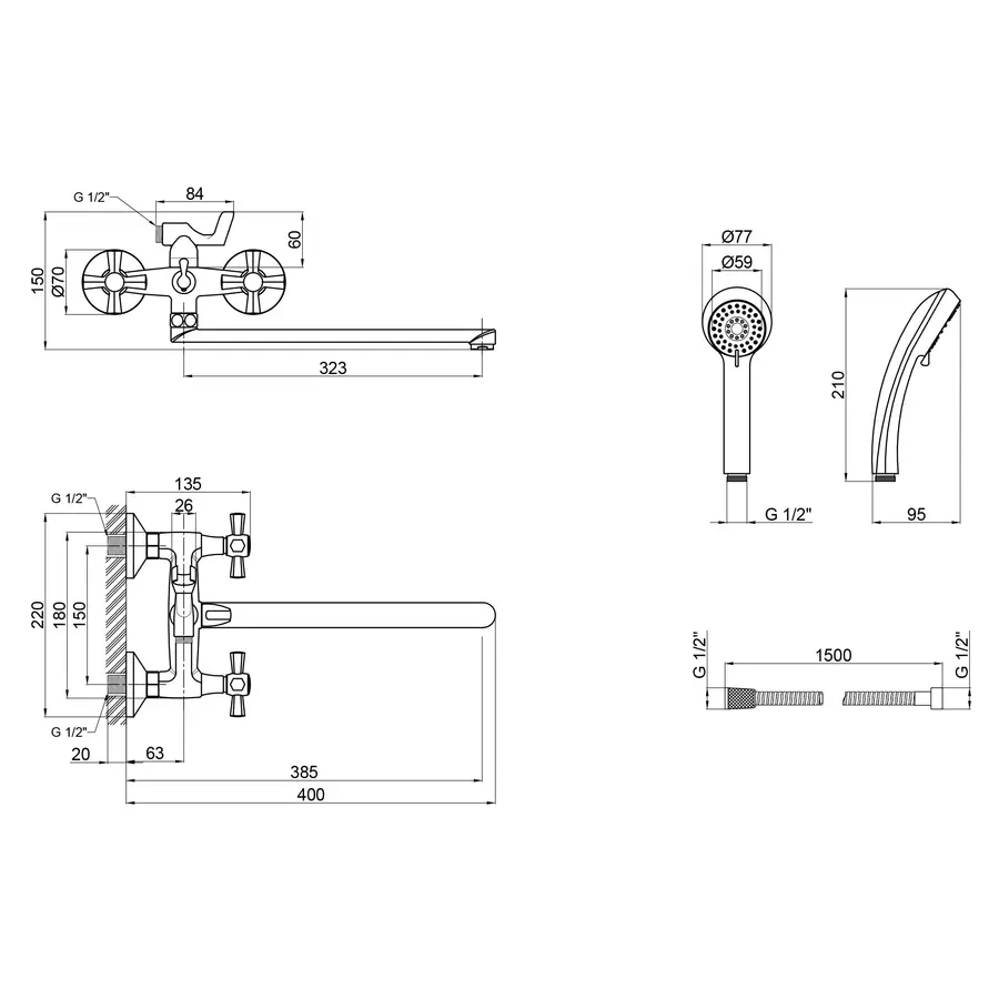 Змішувач для ванни Qtap Liberty CRM 140
