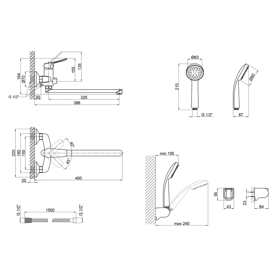 Смеситель для ванны Qtap Loft CRM 005 New
