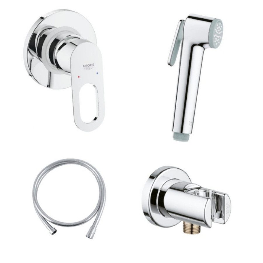 Комплект инсталляция Grohe Rapid SL 38827000 + унитаз с сиденьем Qtap Swan QT16335178W + набор для гигиенического душа со смесителем Grohe BauLoop 111042