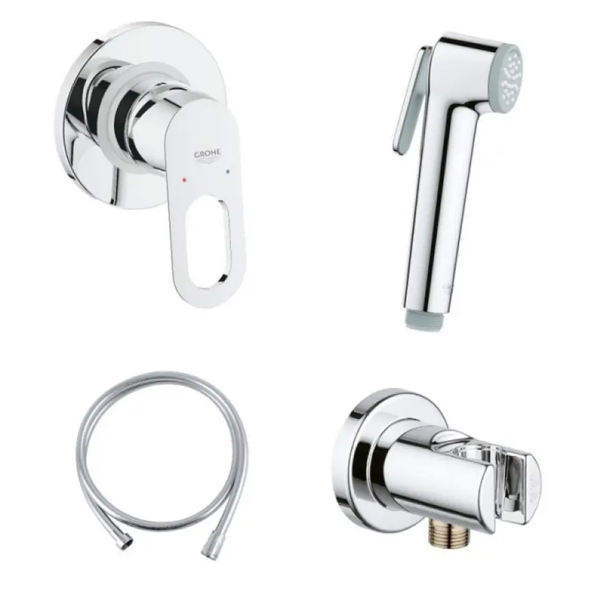 Комплект інсталяція Grohe Rapid SL 38827000 + унітаз з сидінням Qtap Swan QT16335178W + набір для гігієнічного душу зі змішувачем Grohe BauLoop 111042