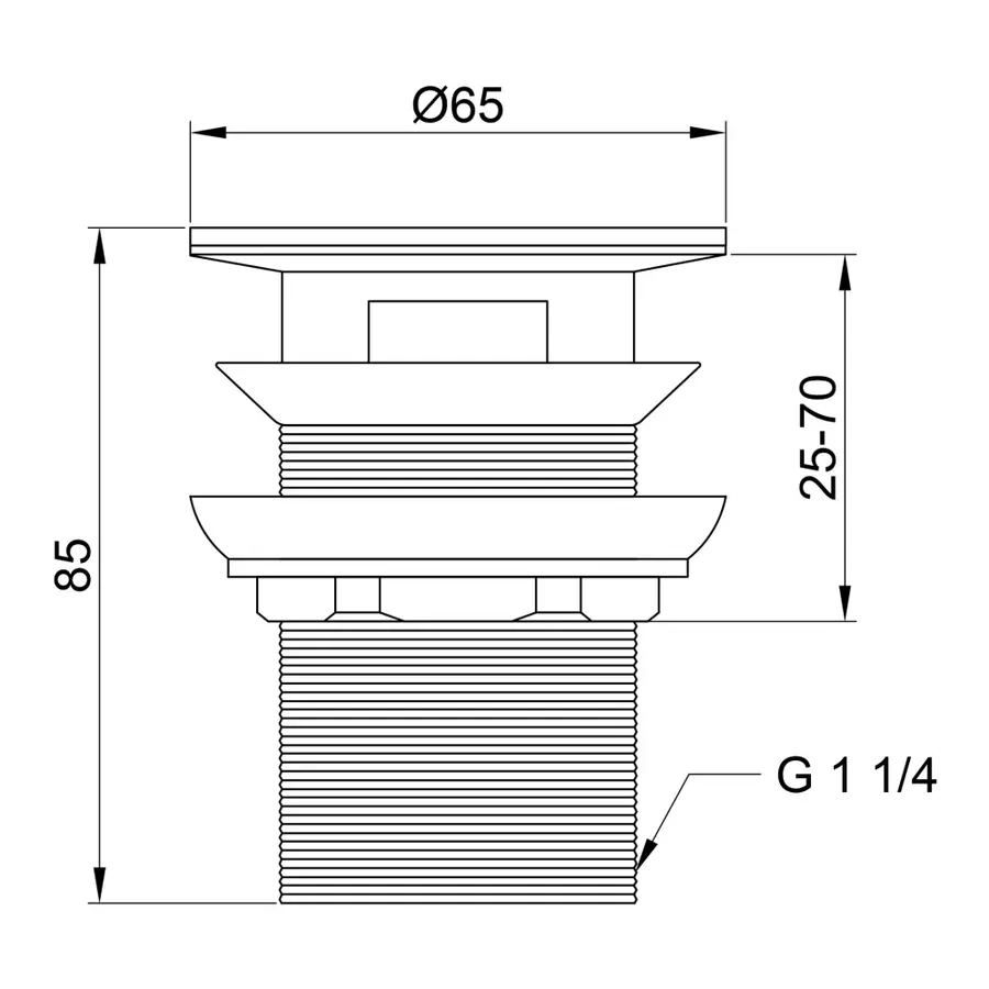 Донный клапан для раковины Lidz (CRM) 47 00 004 00 с переливом