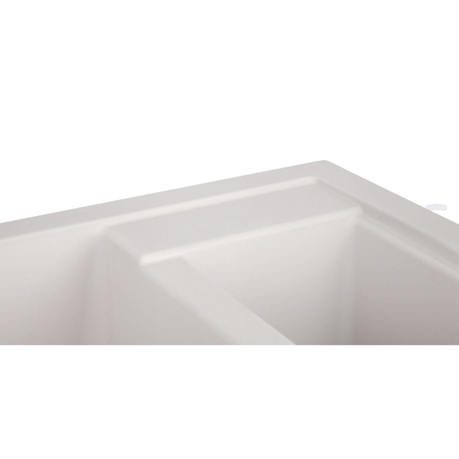 Кухонна гранітна мийка з додатковою чашею Lidz 615x500/200 WHI-01 (LIDZWHI01615500200)